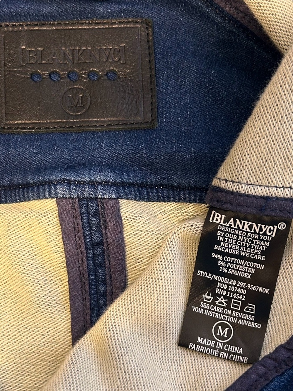 Blank NYC Blue Denim Moto Jacket M, with Pockets and Zippers Long Sleeves w/Zipp - Picture 2 of 8